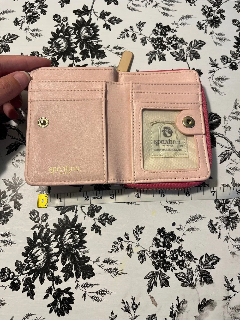 Spartina 449 Pink Floral Zip Wallet with Green and Gold Leaf Accents - Picture 7 of 7
